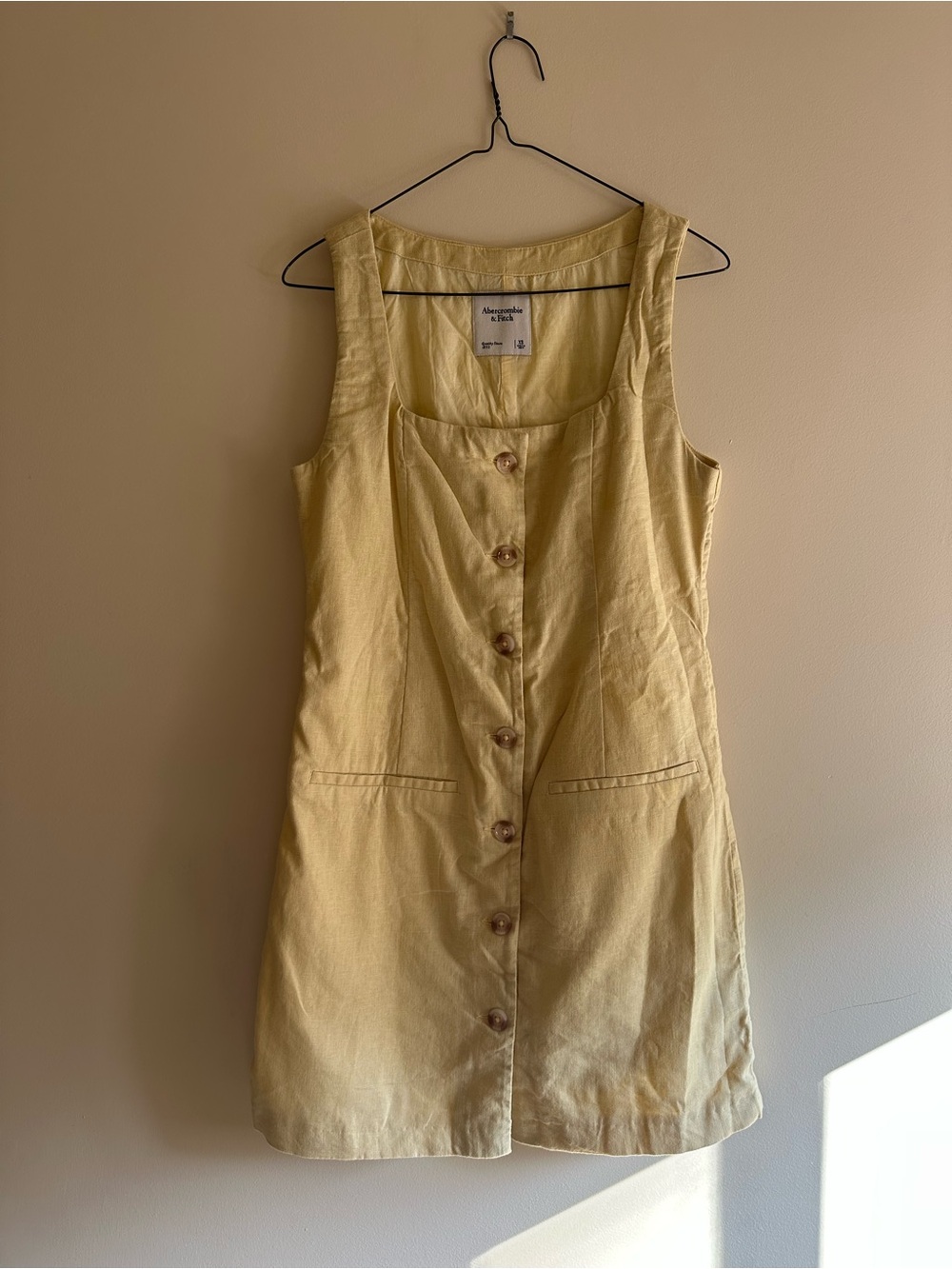 Abercrombie & Fitch Yellow Button-Down Mini Dress